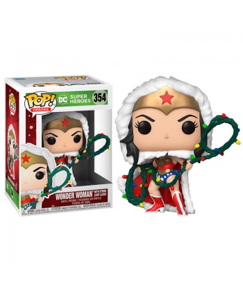 FUNKO POP DC NAVIDAD WONDER WOMAN CON LAZO DE LUCES NAVIDEÑAS